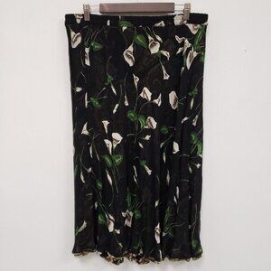 VTG Indira Womens Fairy Grunge‎ Reversible Midi Skirt Size L Dark Floral Boho